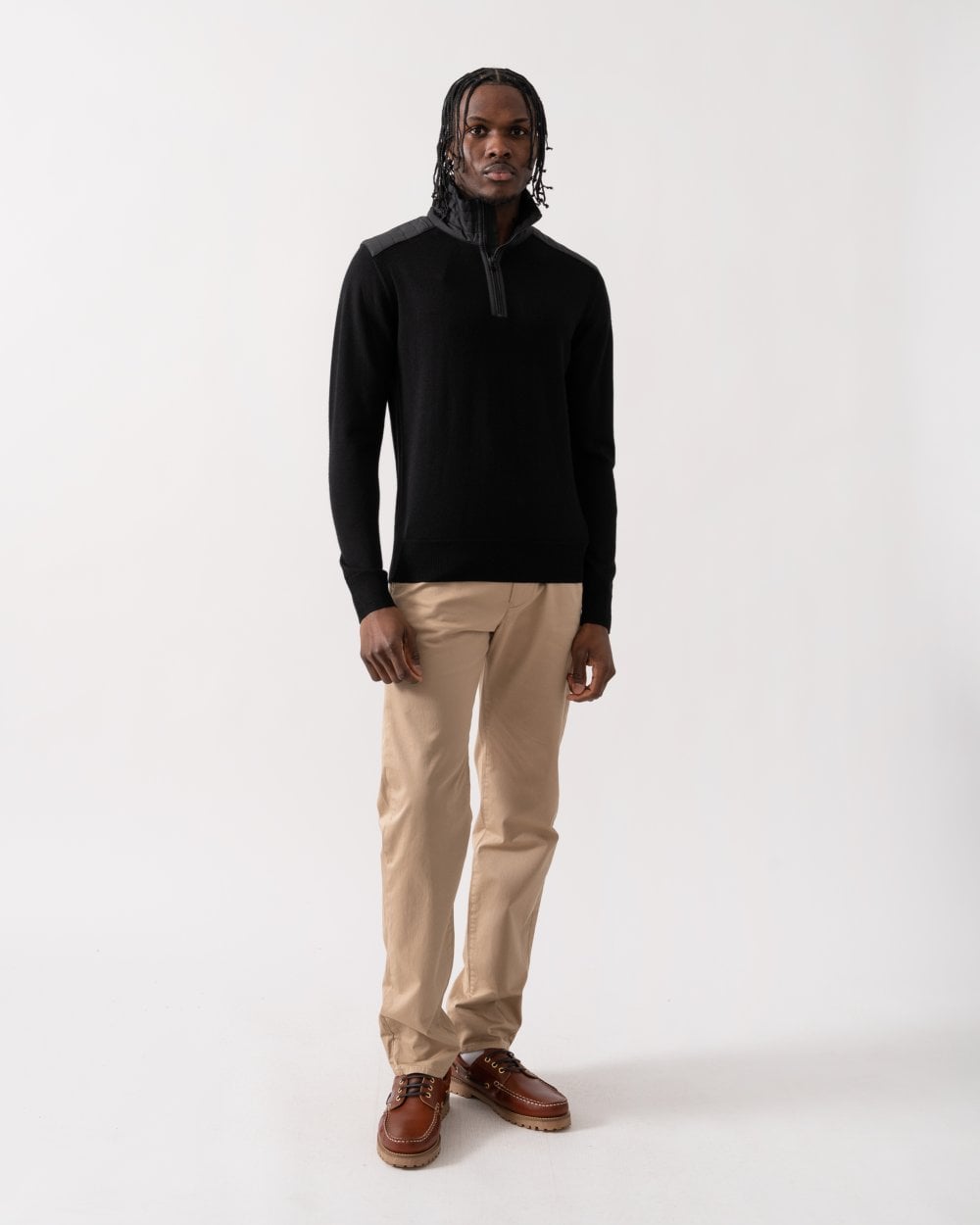 Belstaff Kilmington Mens Merino Wool Quarter Zip Jumper - Black