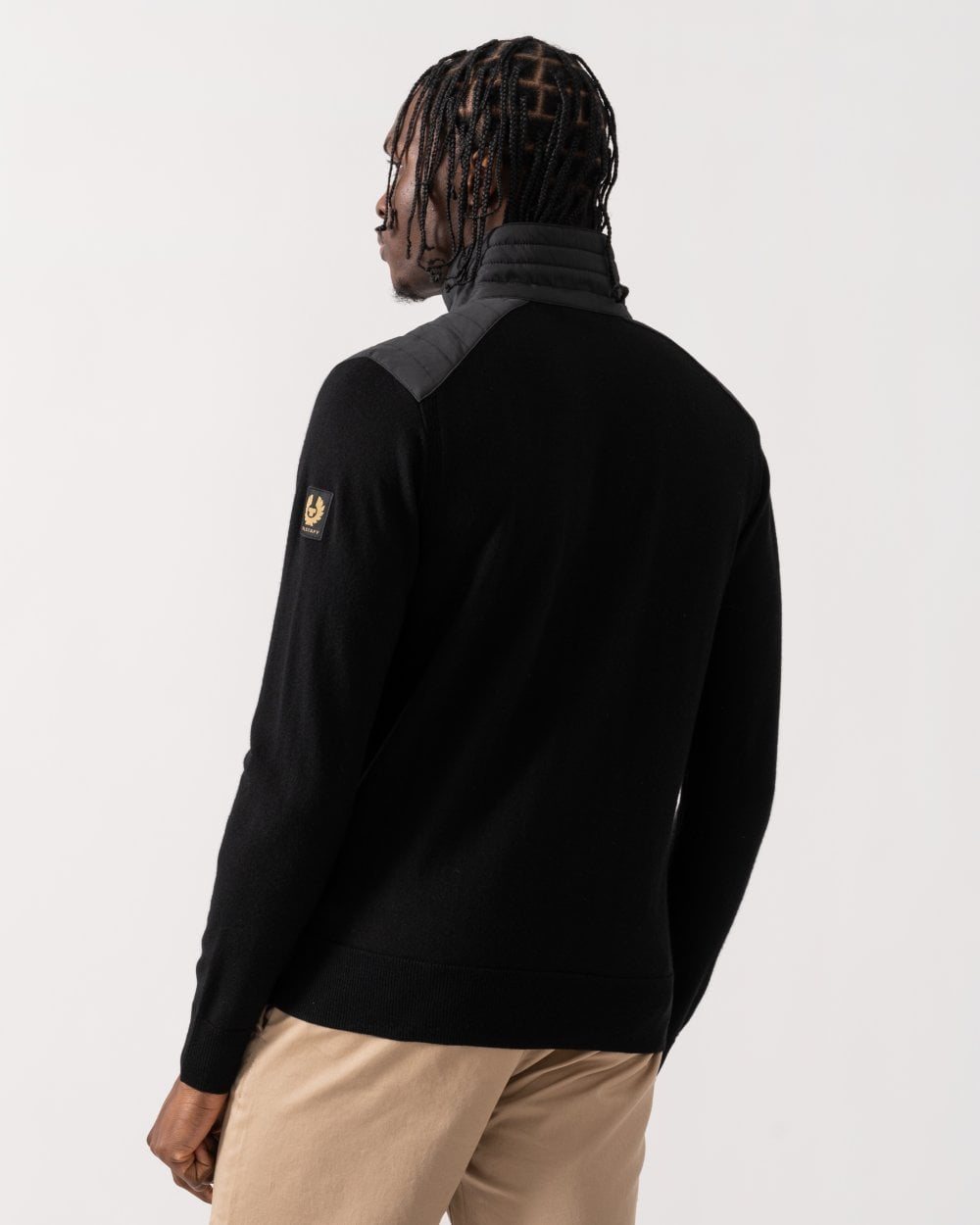 Belstaff Kilmington Mens Merino Wool Quarter Zip Jumper - Black