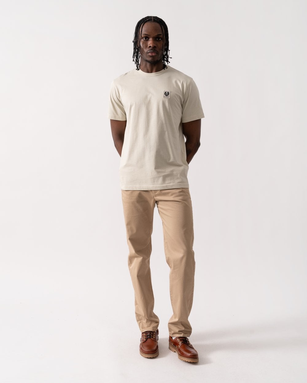 Belstaff Short Sleeved Mens Logo Patch T-Shirt - Stone Beige