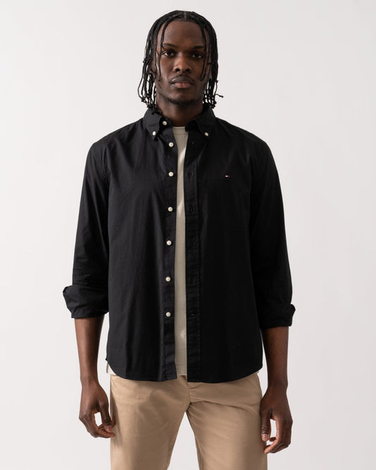 Tommy Hilfiger Core Flex Poplin Mens Long Sleeve Shirt - Black