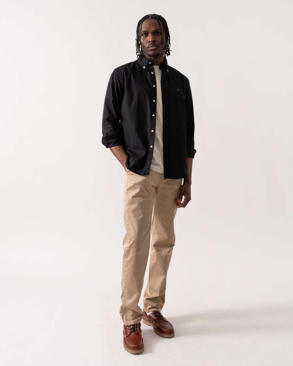 Tommy Hilfiger Core Flex Poplin Mens Long Sleeve Shirt - Black