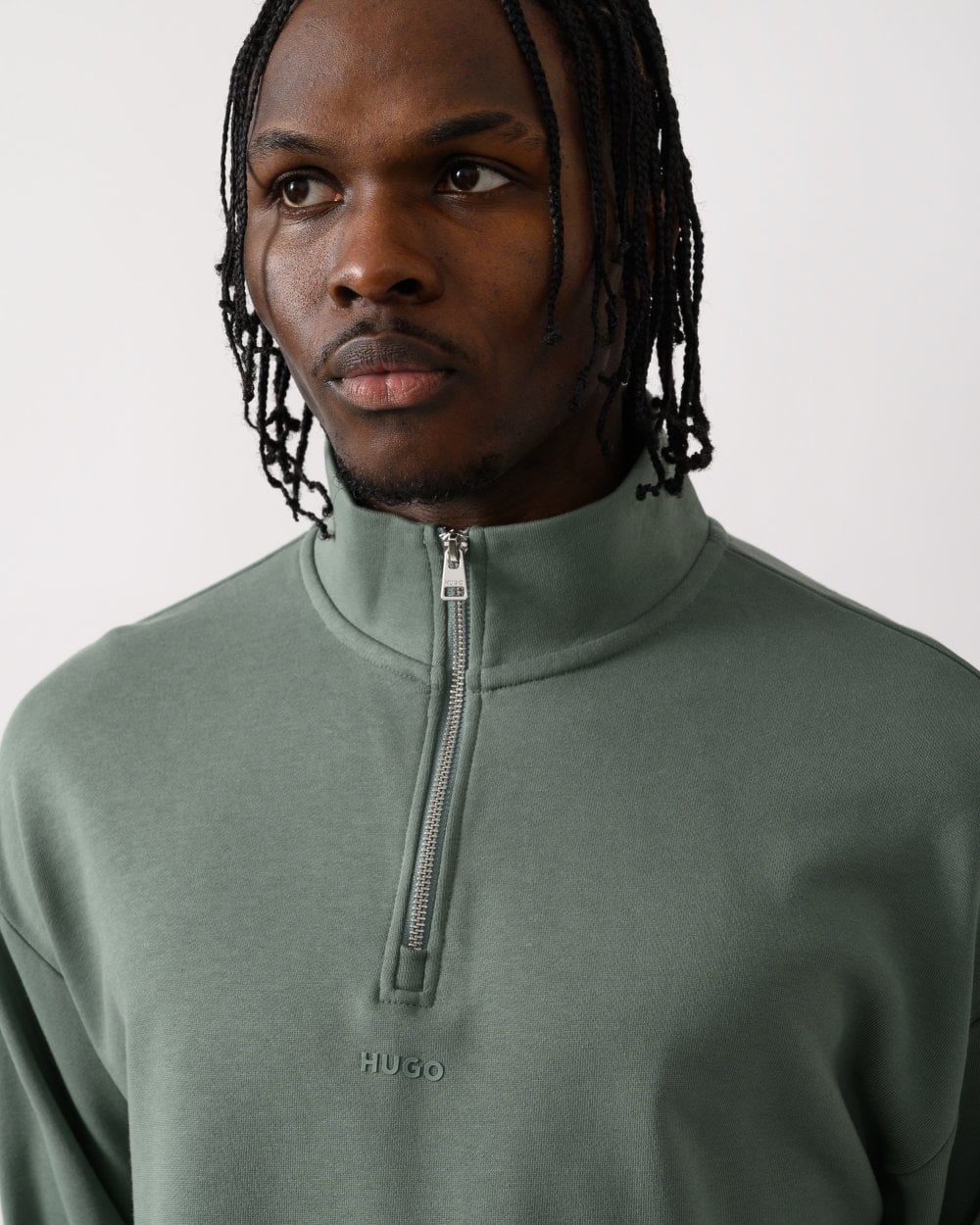 HUGO Durty244 Mens 1/4 Zip Sweatshirt - Open Green 343