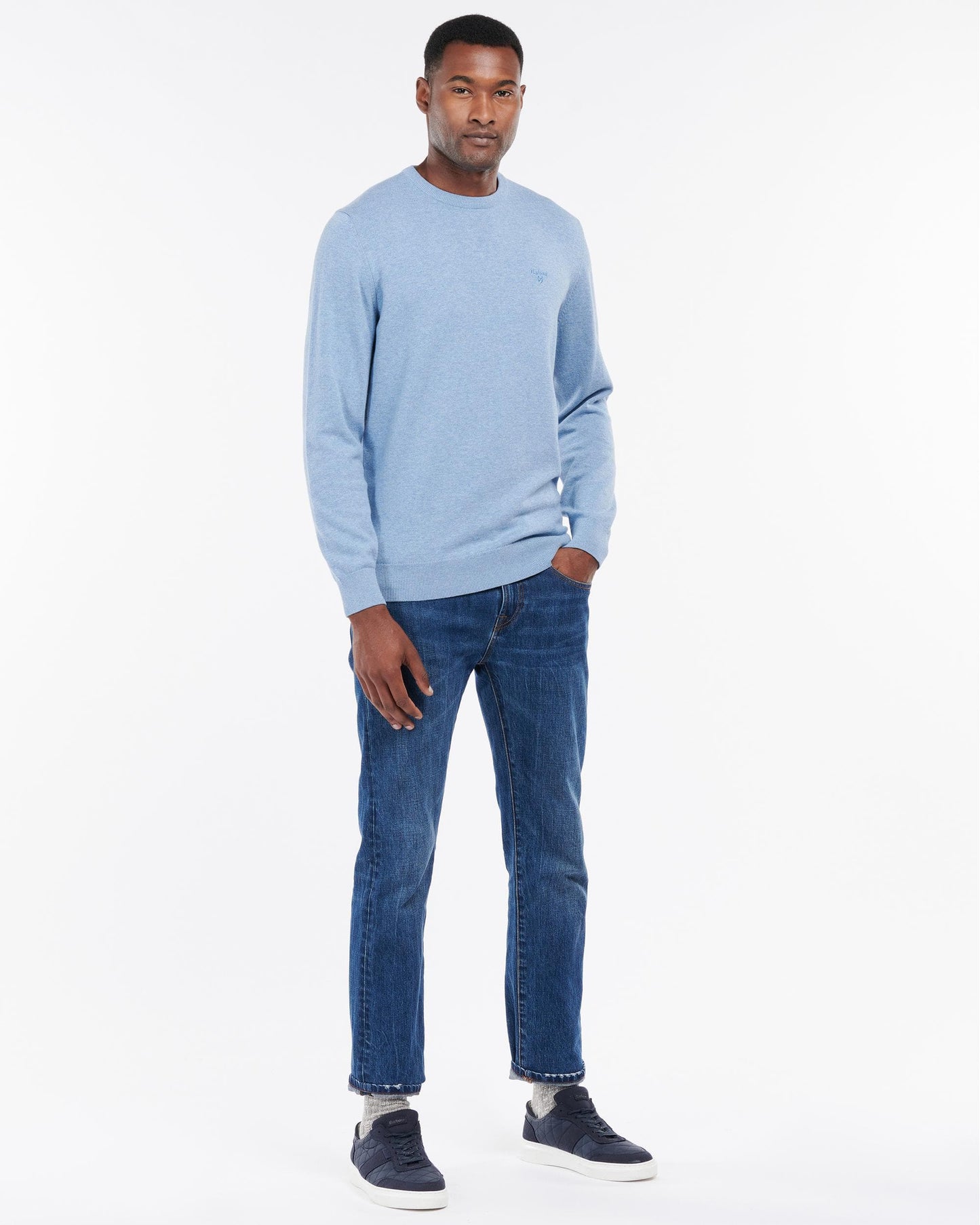 Barbour Pima Cotton Mens Crew Sweatshirt - Dark Chambray
