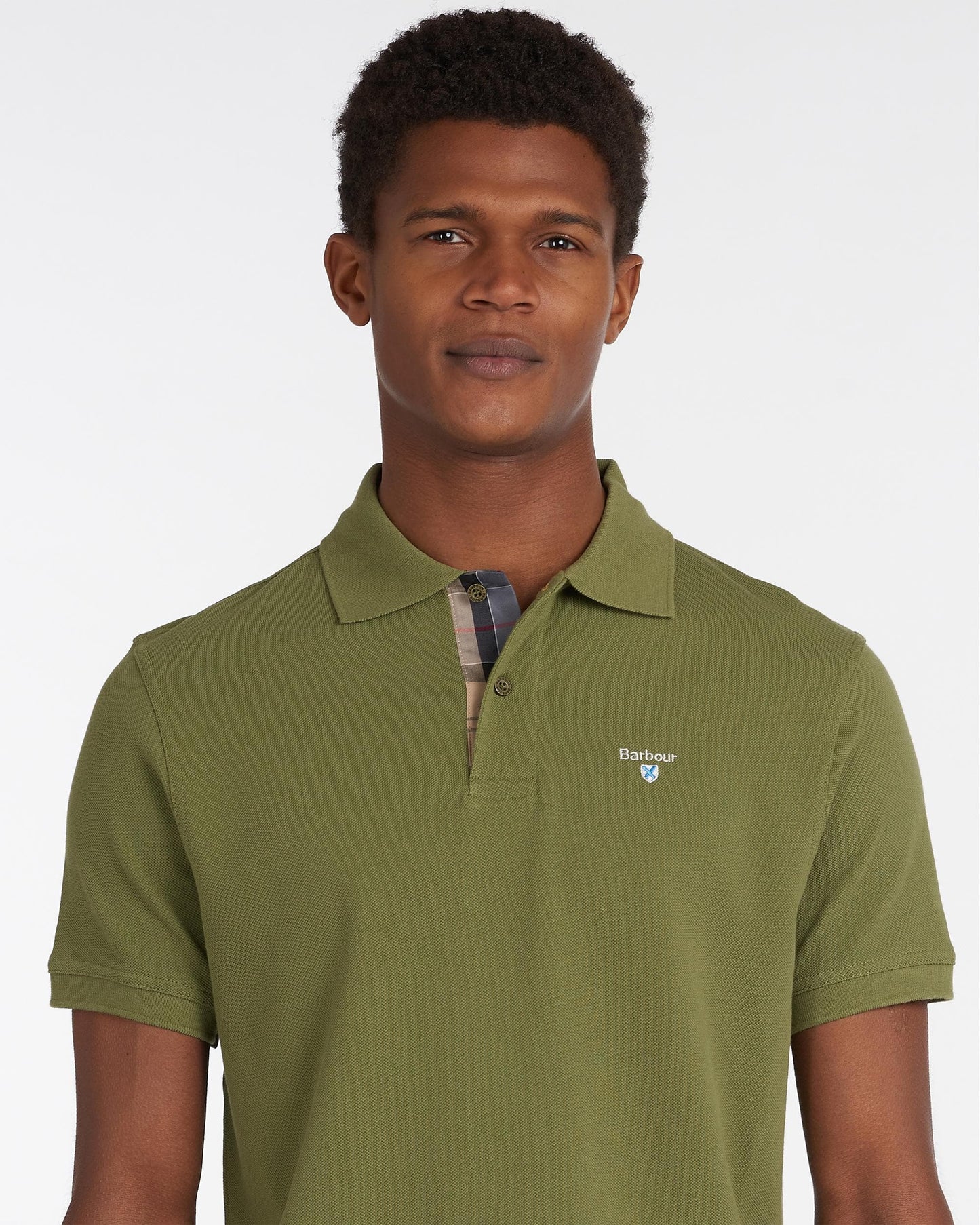 Barbour Tartan Pique Mens Polo S/S 25 - Burnt Olive