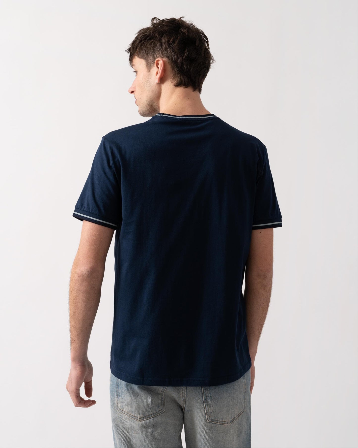 Fred Perry Mens Twin Tipped T-Shirt S/S 25 - Tennis Blue/Silver Blue/Navy Y21