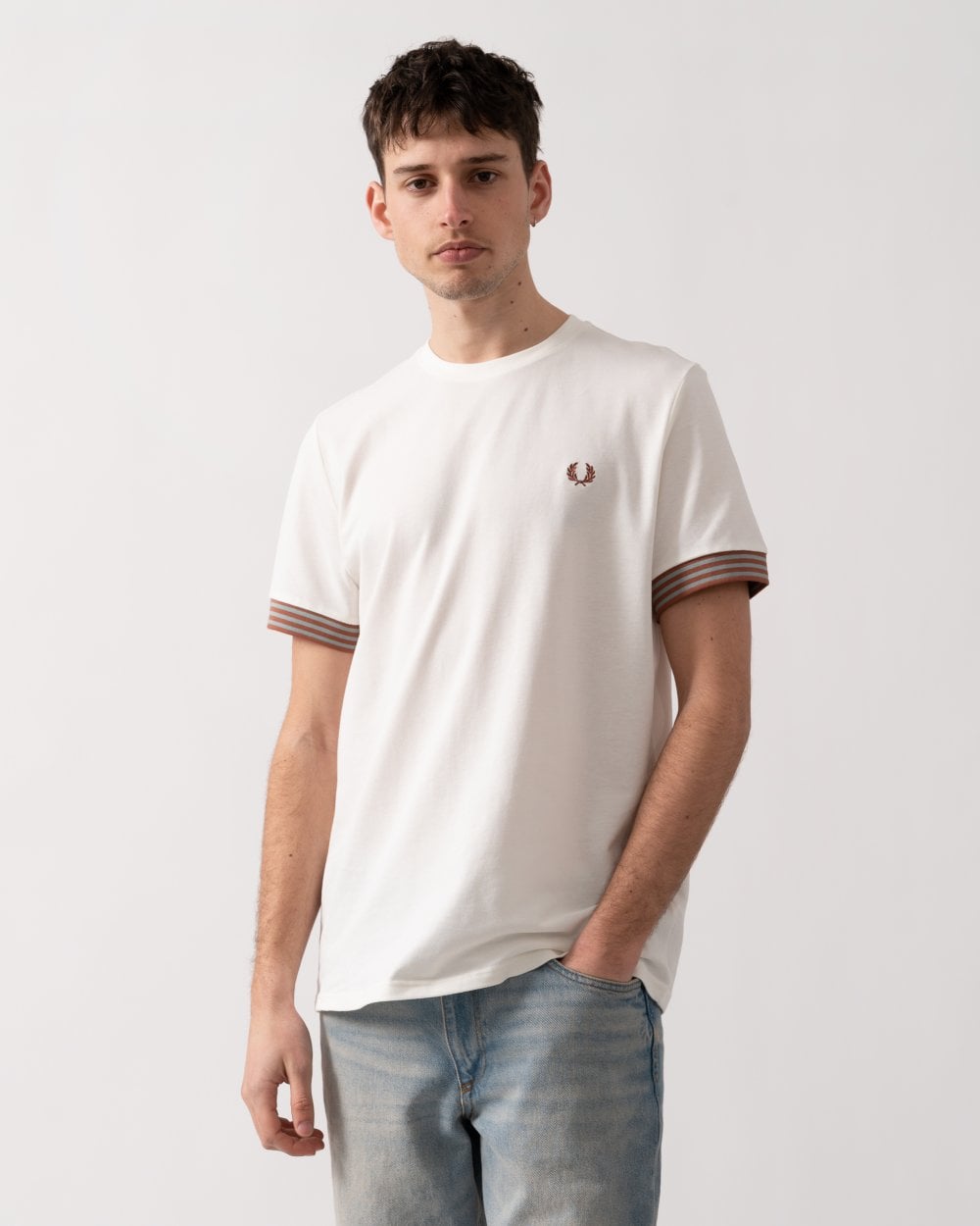 Fred Perry Mens Striped Cuff T-Shirt