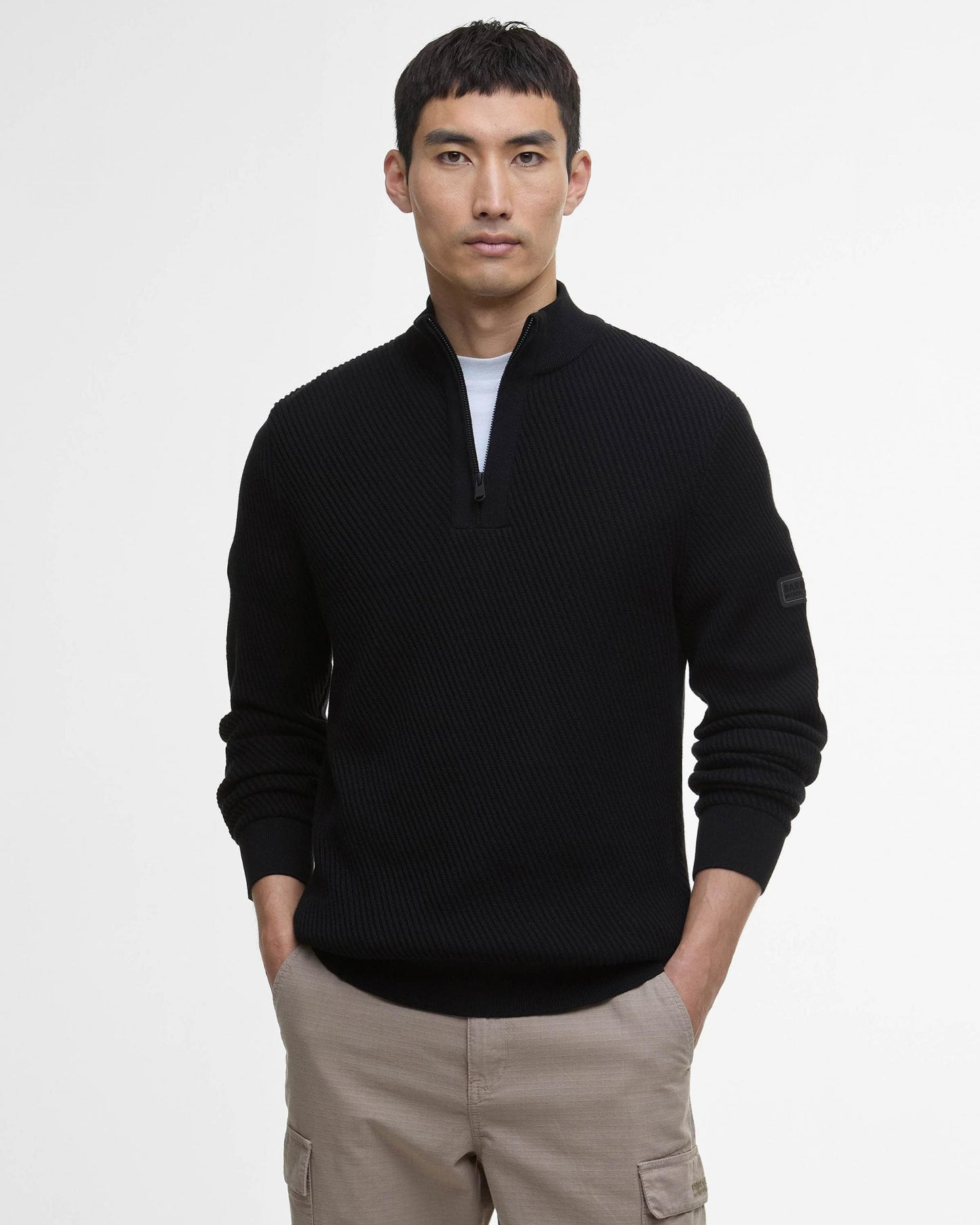 Barbour International Dune Mens Funnel Neck Jumper - Black