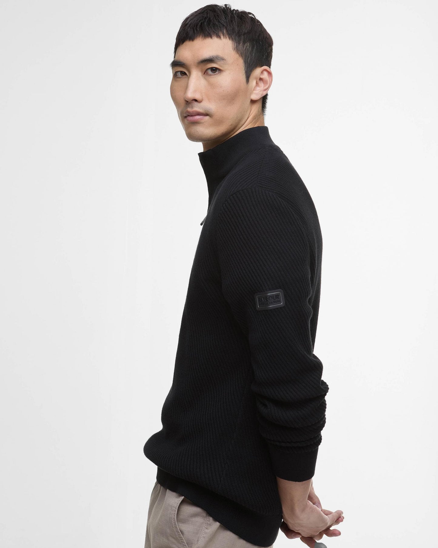 Barbour International Dune Mens Funnel Neck Jumper - Black