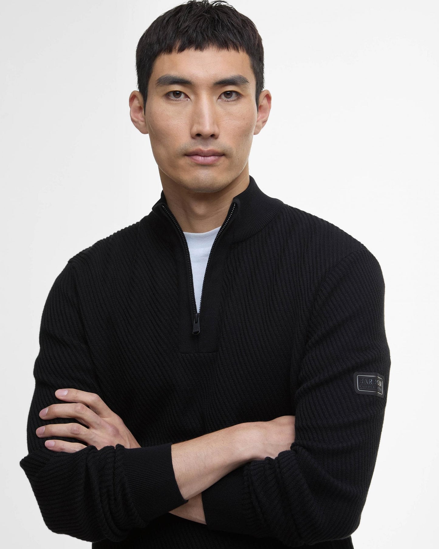 Barbour International Dune Mens Funnel Neck Jumper - Black