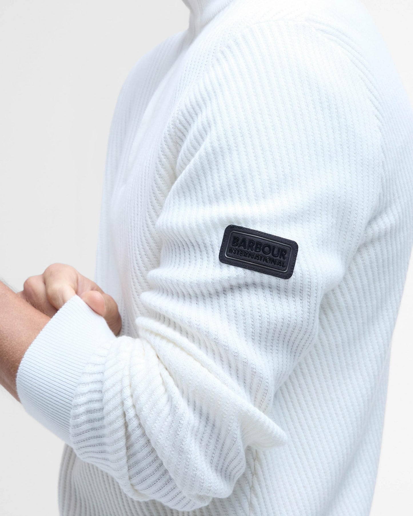 Barbour International Dune Mens Funnel Neck Jumper - Whisper White