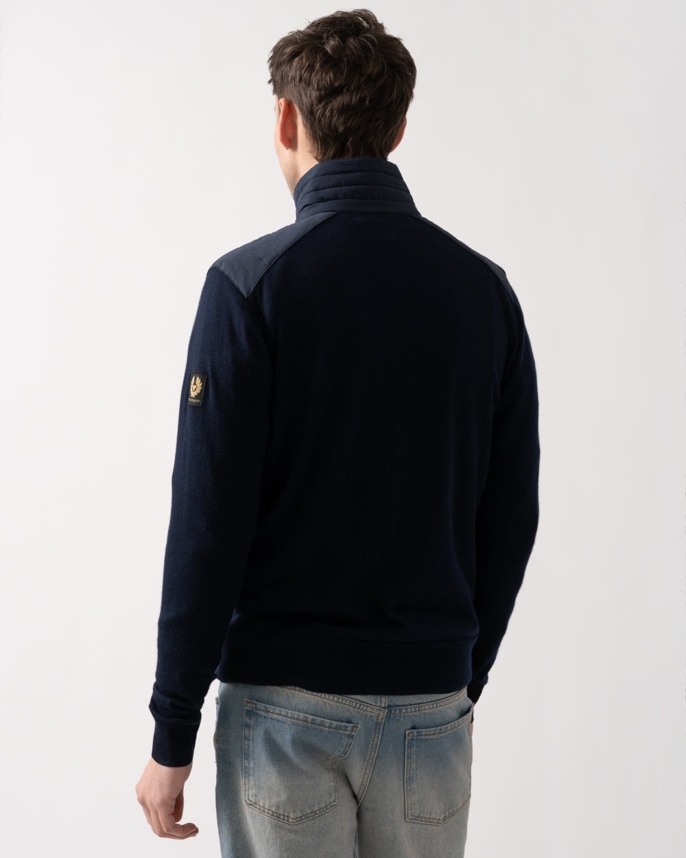 Belstaff Kelby Mens Merino Wool Zip Cardigan - Dark Ink