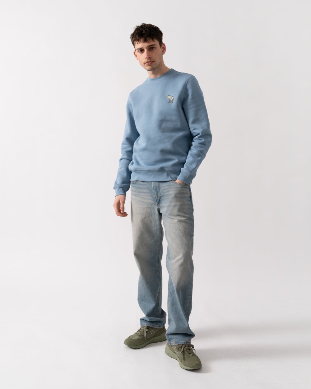 PS Paul Smith Mens Regular Fit Zebra Puff Sweatshirt - 40 Light Blue
