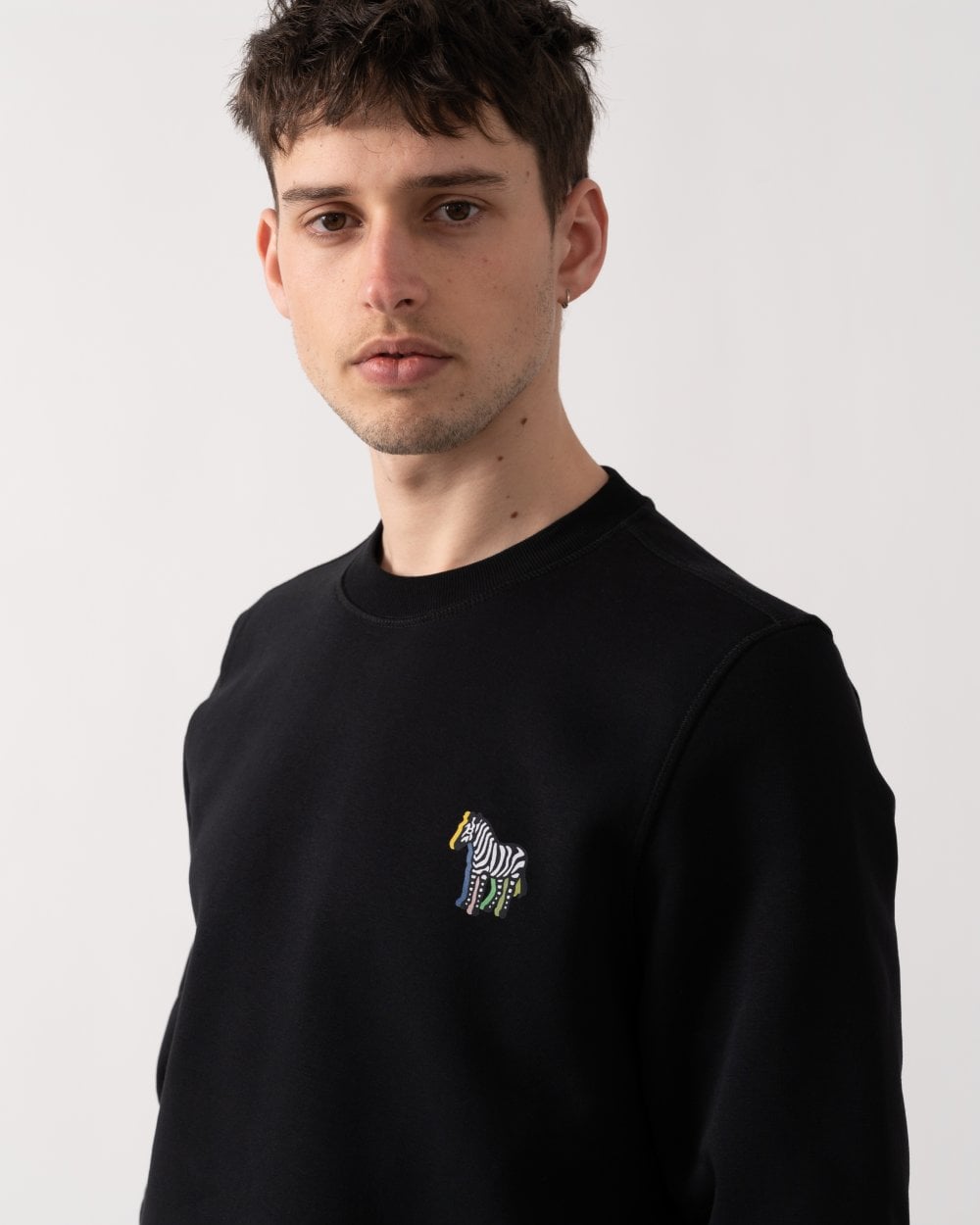 PS Paul Smith Mens Regular Fit Zebra Puff Sweatshirt - 79 Black