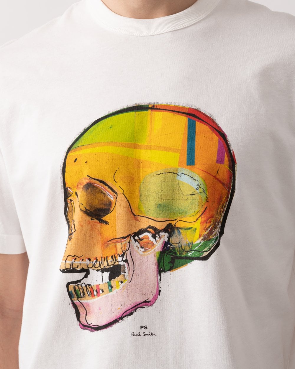 PS Paul Smith Mens Short Sleeve Skull T-Shirt - 02 Off White