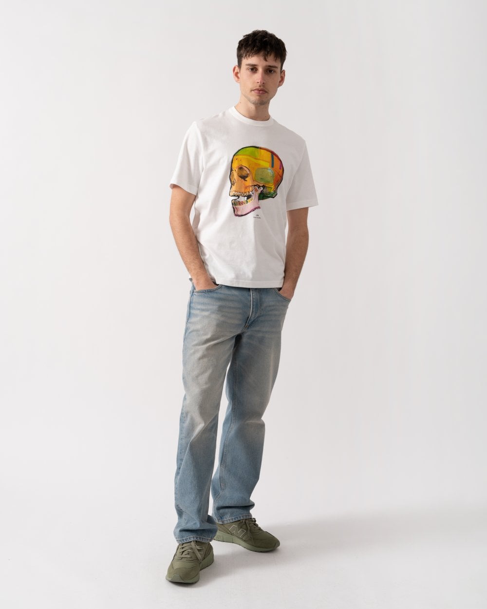 PS Paul Smith Mens Short Sleeve Skull T-Shirt - 02 Off White