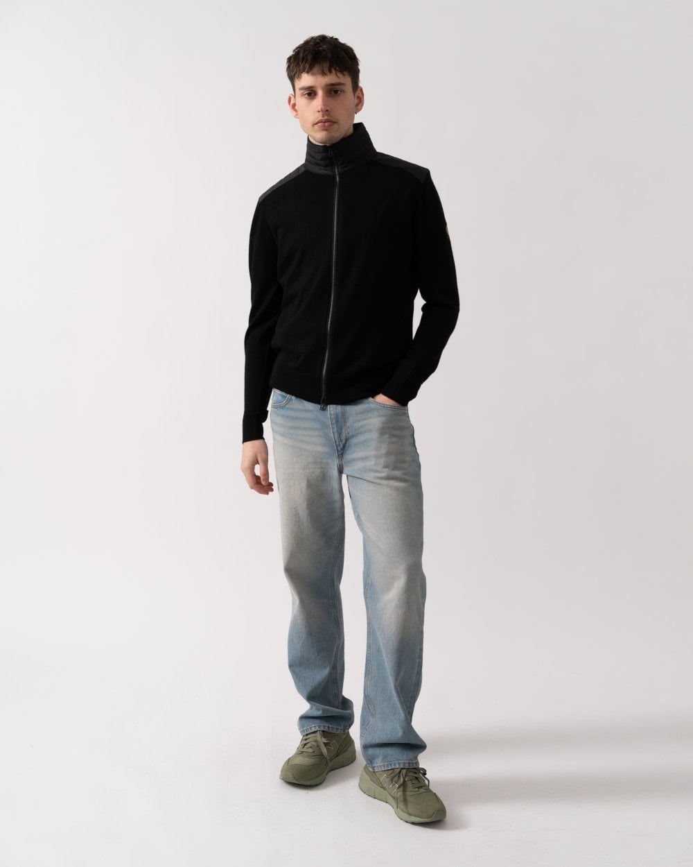 Belstaff Kelby Mens Merino Wool Zip Cardigan - Black