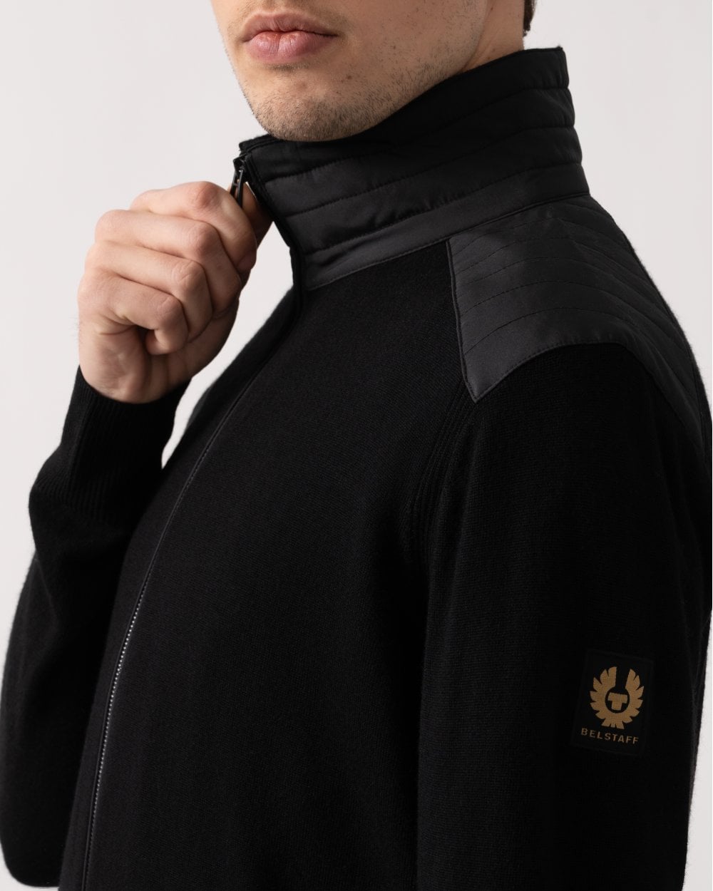 Belstaff Kelby Mens Merino Wool Zip Cardigan - Black