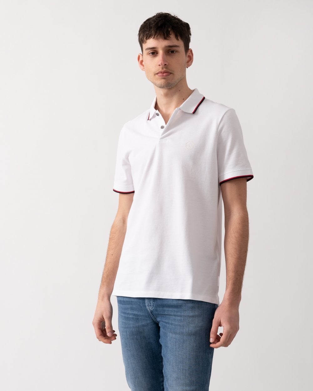 Armani Exchange Mens Small Logo Pique Polo Shirt