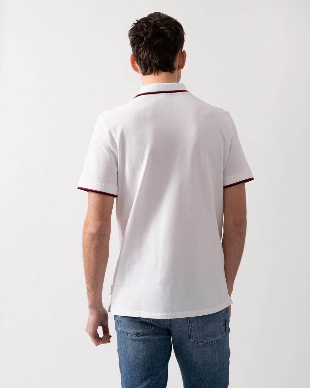 Armani Exchange Mens Small Logo Pique Polo Shirt - White