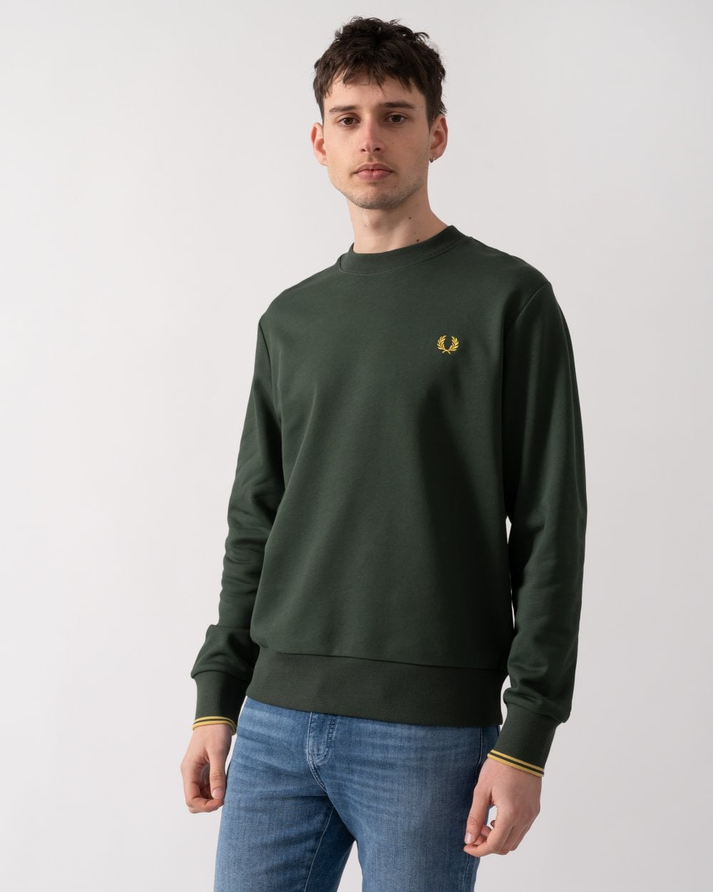Fred Perry Mens Crew Neck Sweatshirt - Court Green X89