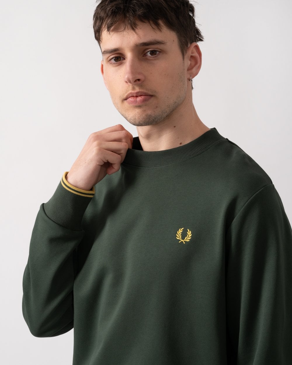 Fred Perry Mens Crew Neck Sweatshirt - Court Green X89
