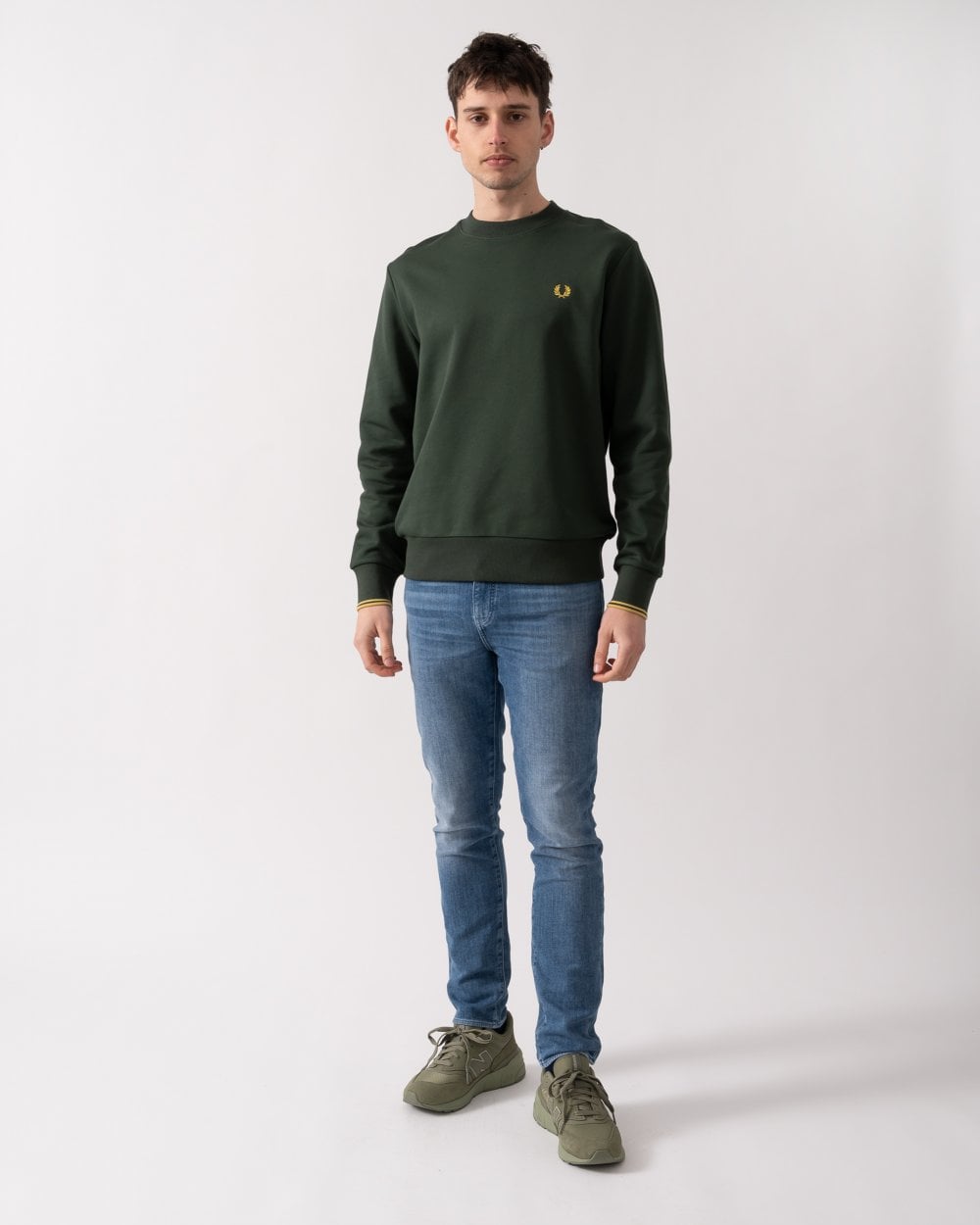 Fred Perry Mens Crew Neck Sweatshirt - Court Green X89