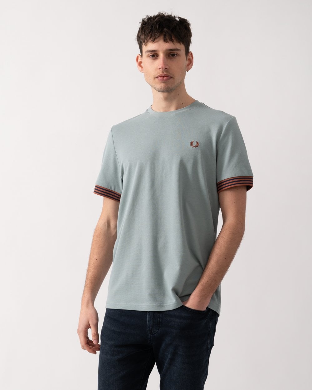 Fred Perry Mens Striped Cuff T-Shirt