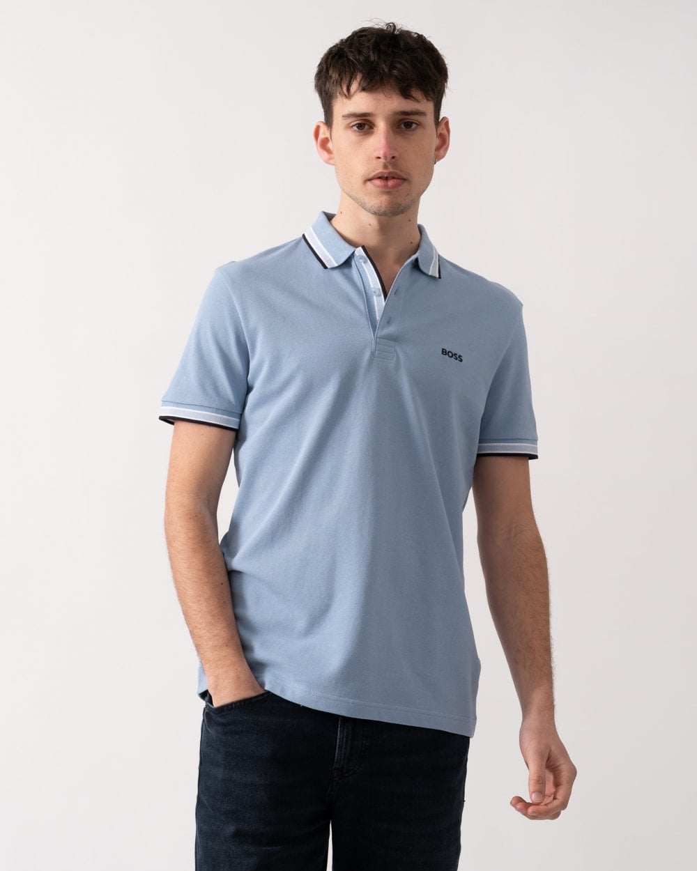 BOSS Green Paddy Mens Cotton-Piqué Polo Shirt with Contrast Logo
