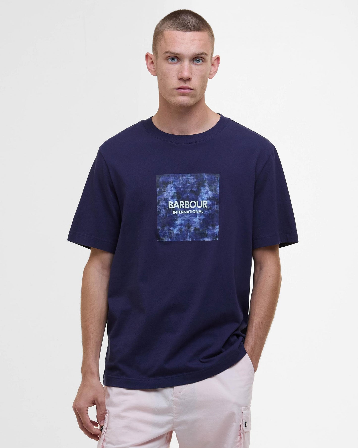 Barbour International Camo Ikat Mens T-Shirt - Midnight Blue