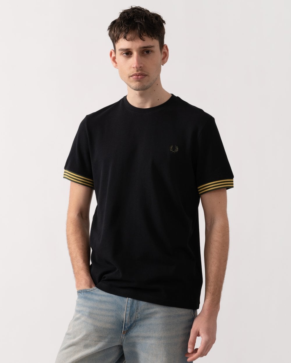 Fred Perry Mens Striped Cuff T-Shirt
