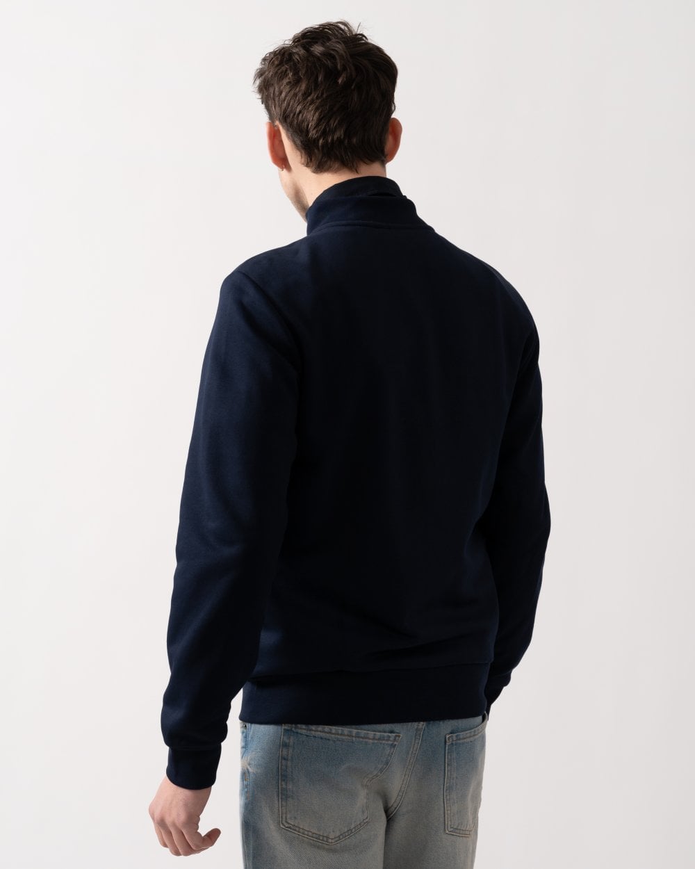 Lacoste Regular Fit Brushed Fleece Mens Zippered Sweatshirt - Navy Blue 166