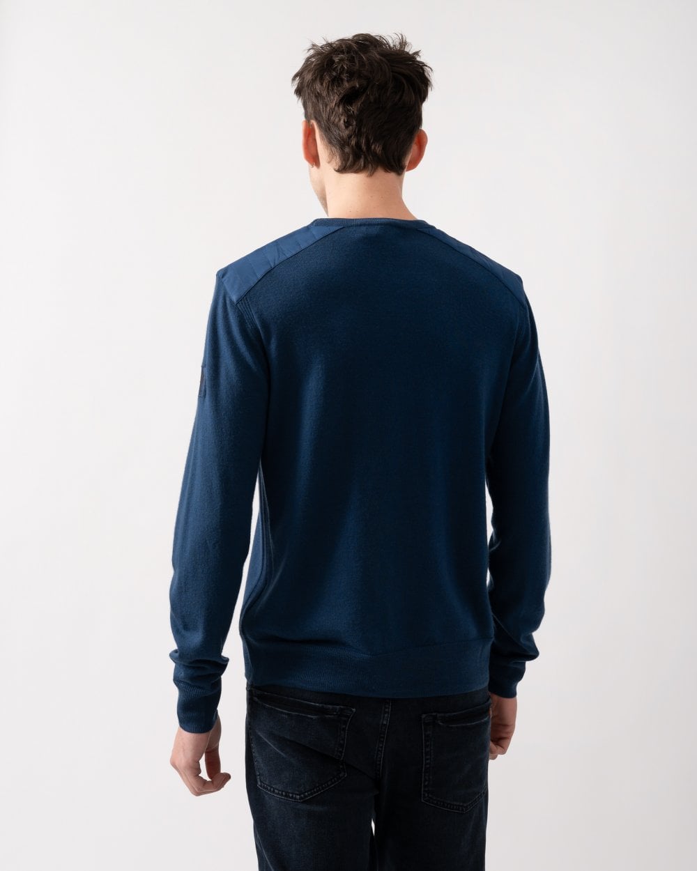 Belstaff Kerrigan Mens Merino Wool Crew Neck Jumper - Insignia Blue