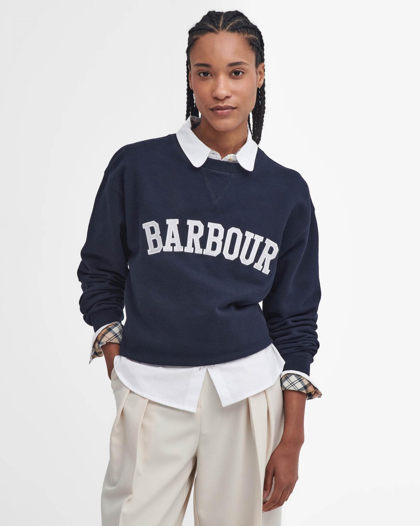 Barbour Northumberland Womens Drop Shoulder Sweatshirt - Navy/Cloud