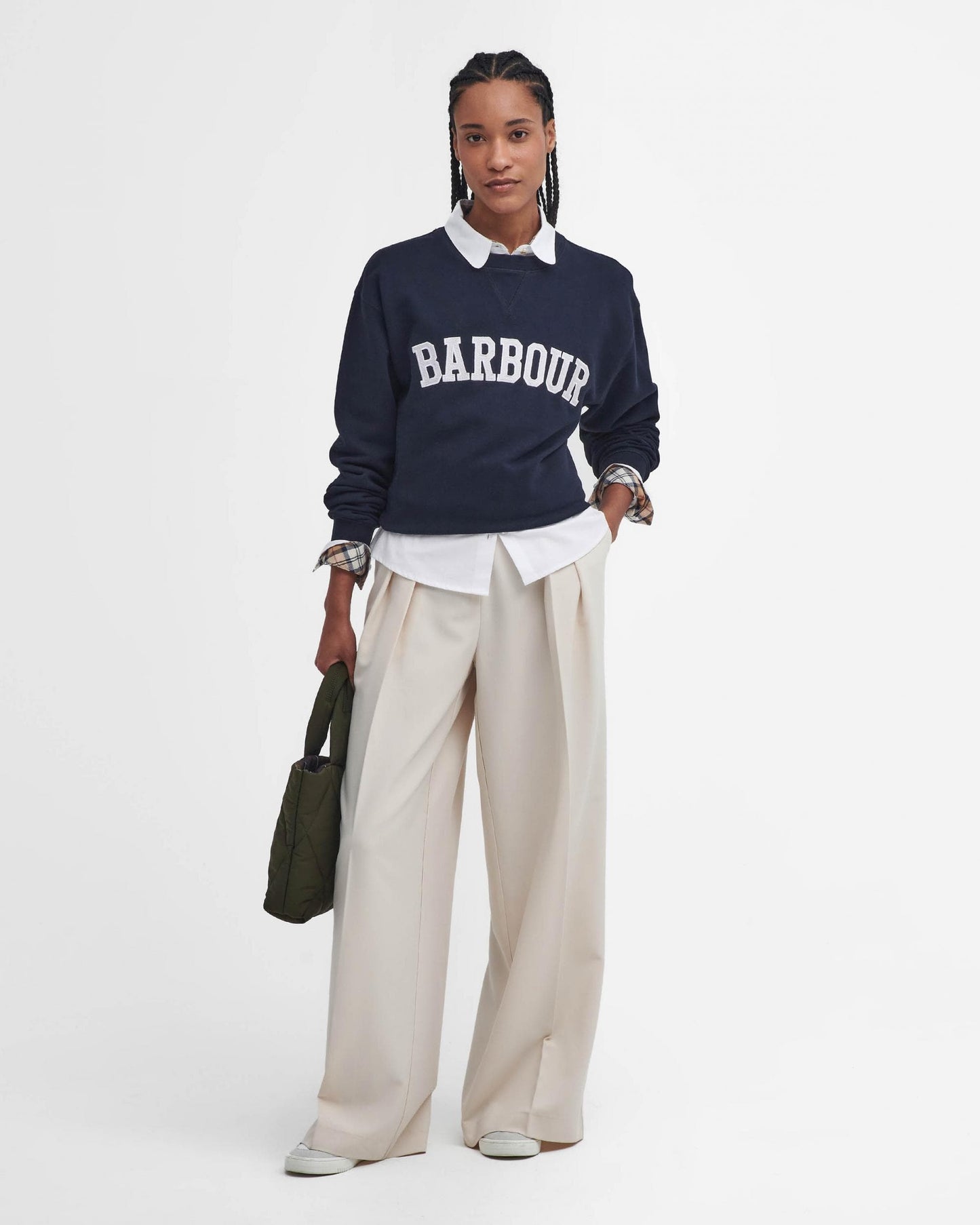 Barbour Northumberland Womens Drop Shoulder Sweatshirt - Navy/Cloud