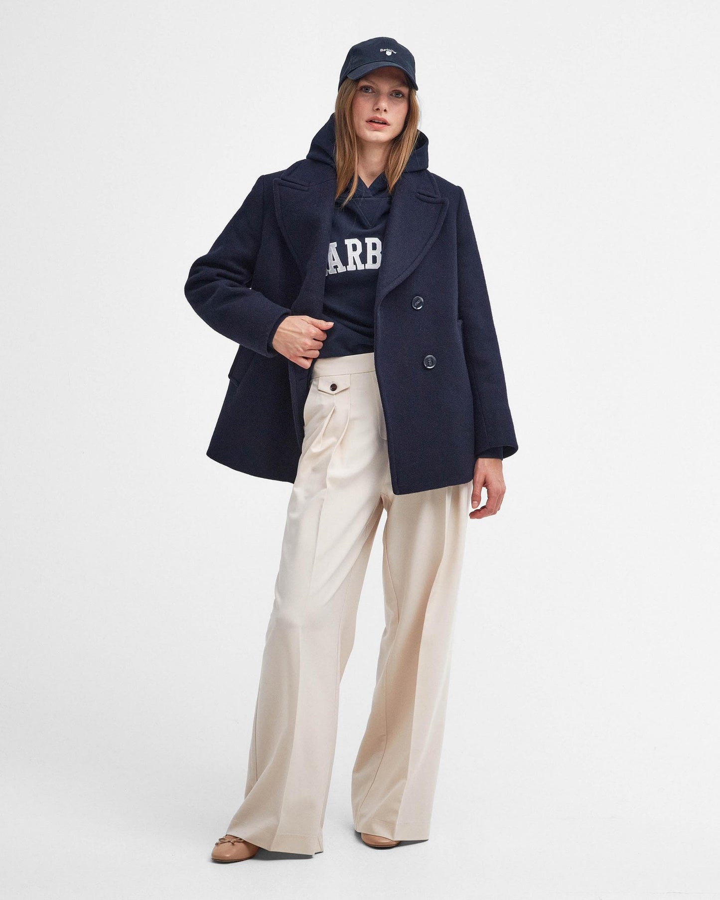 Barbour Northumberland Womens Hoodie - Navy/White