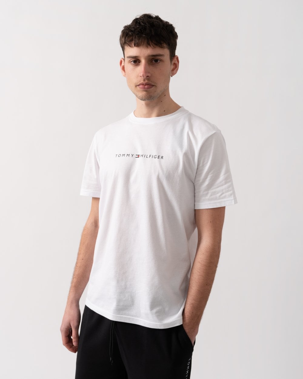 Tommy Hilfiger Short Sleeve Mens Logo T Shirt - Th Optic White