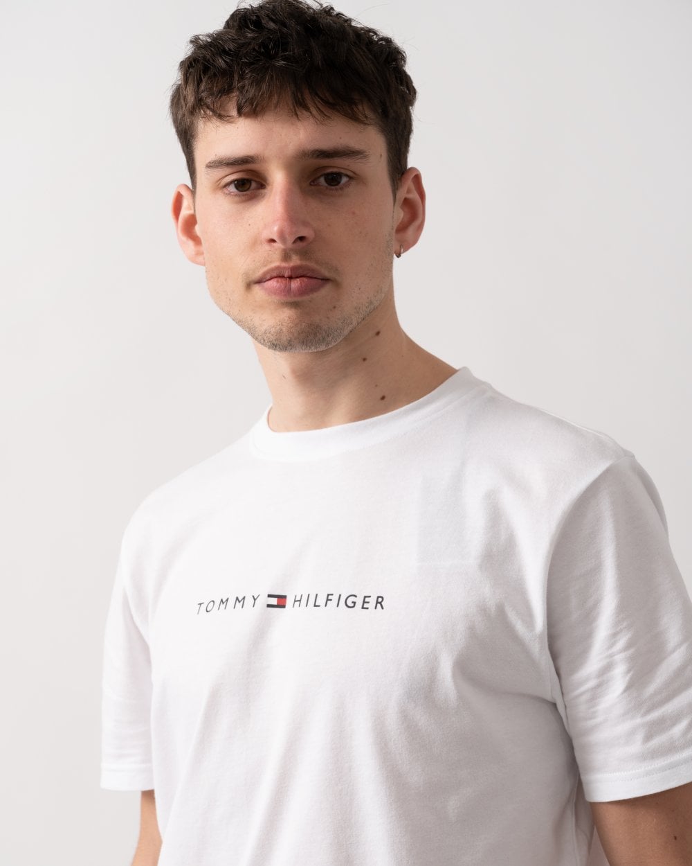 Tommy Hilfiger Short Sleeve Mens Logo T Shirt - Th Optic White