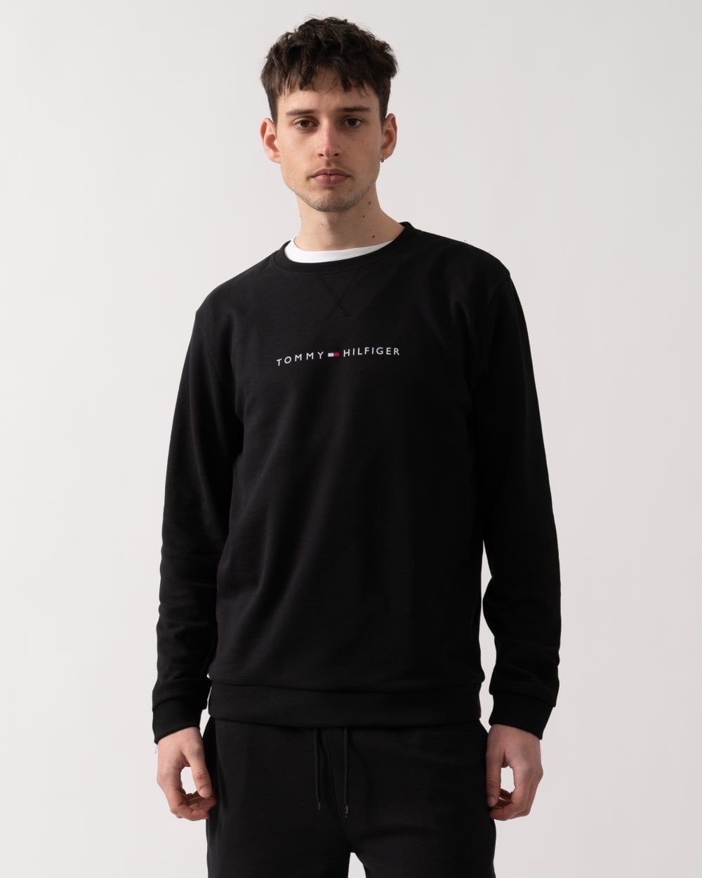 Tommy Hilfiger Cotton Mens Lounge Track Top - Black