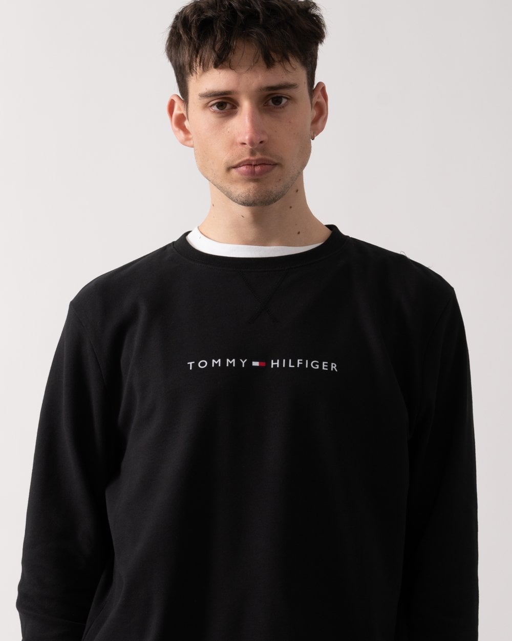 Tommy Hilfiger Cotton Mens Lounge Track Top - Black