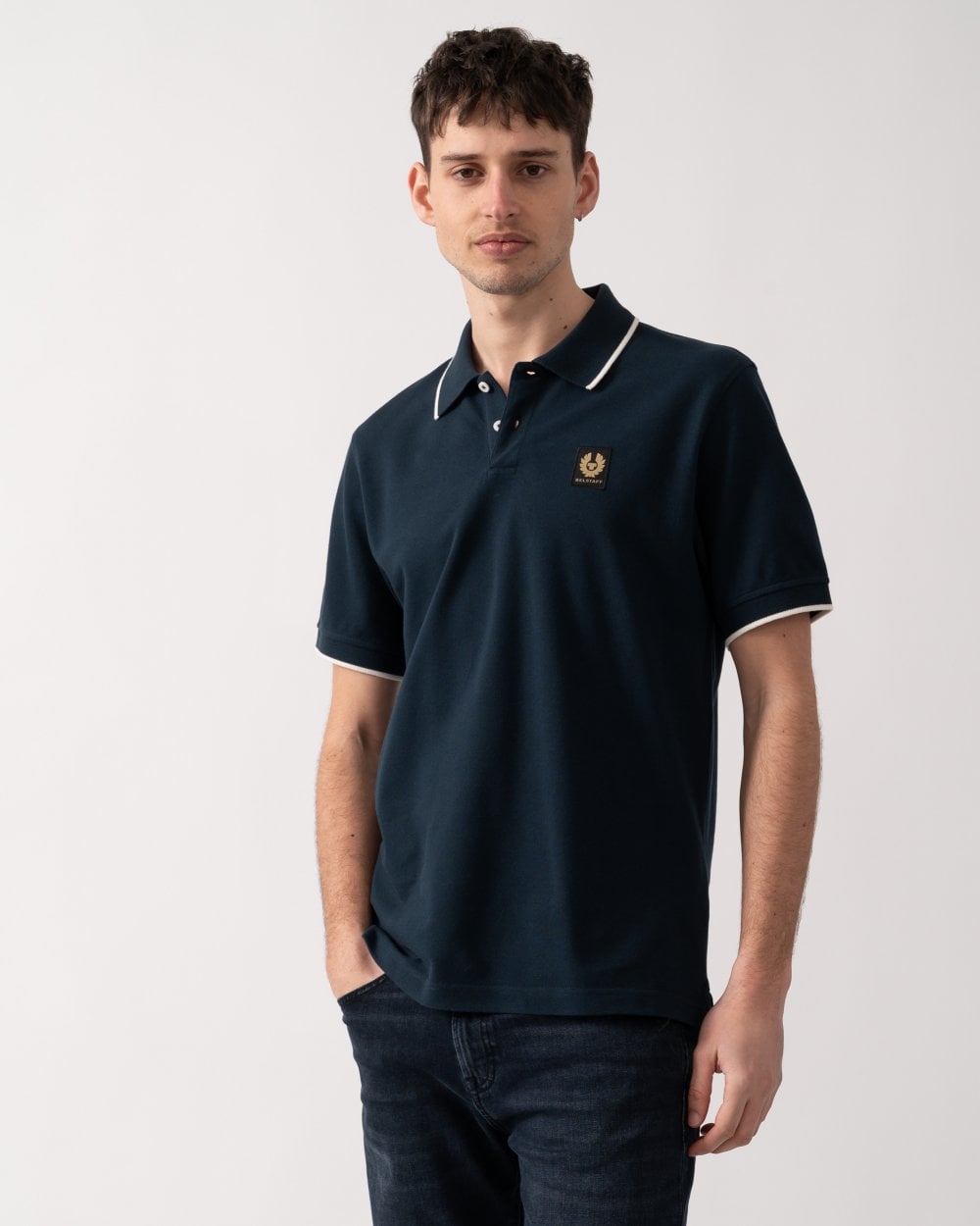 Belstaff Mens Tipped Polo - Dark Ink