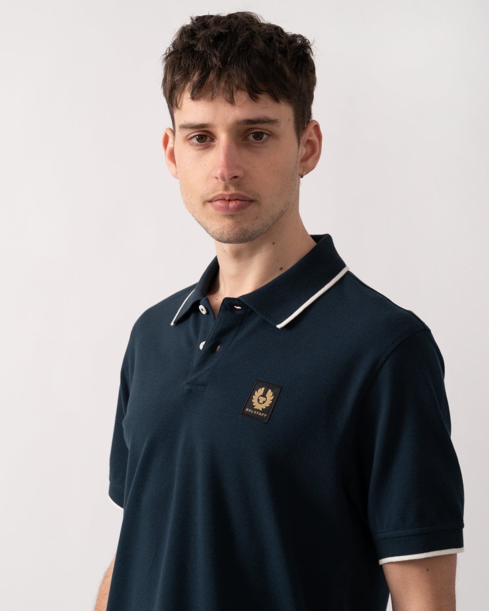 Belstaff Mens Tipped Polo - Dark Ink