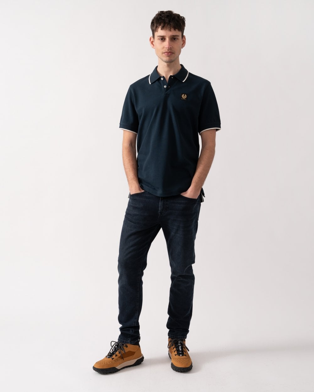 Belstaff Mens Tipped Polo - Dark Ink