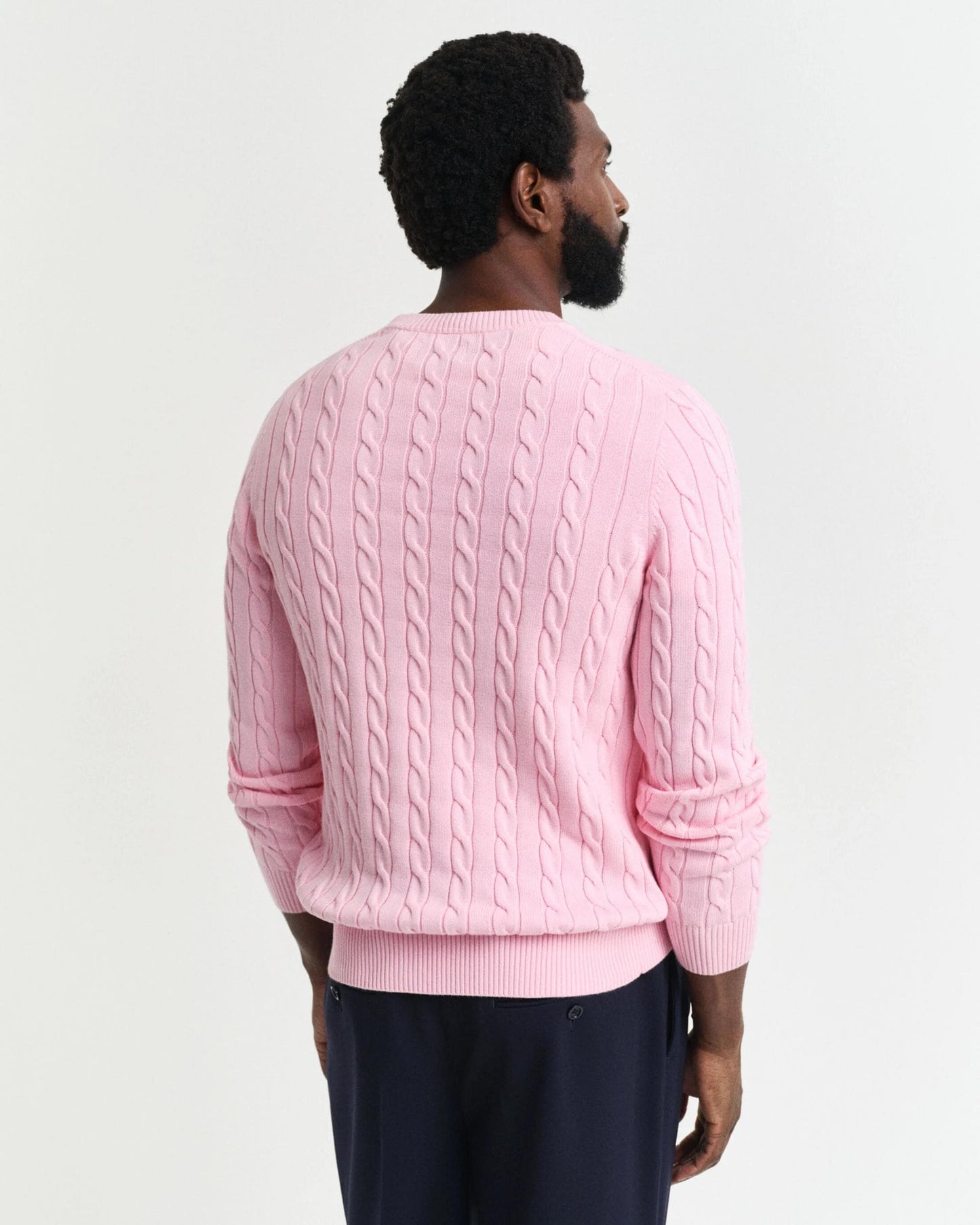 GANT Mens Cotton Cable Knit Crew Neck Jumper - 637 California Pink