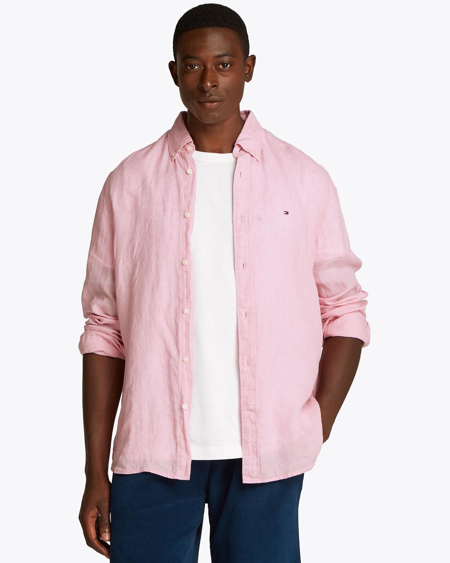 Tommy Hilfiger Pigment Dyed Solid Mens Shirt - Classic Pink