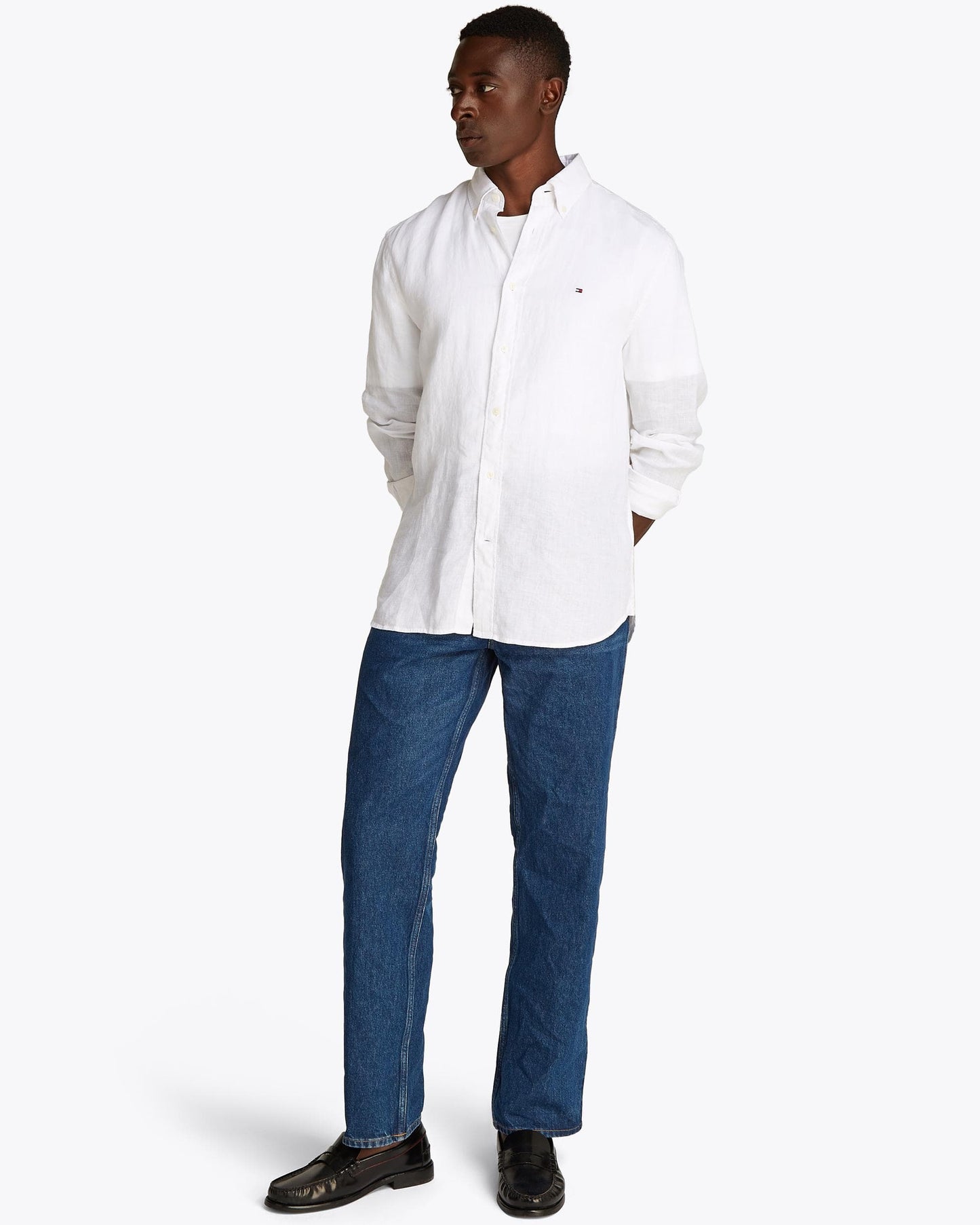 Tommy Hilfiger Pigment Dyed Solid Mens Shirt - Optic White