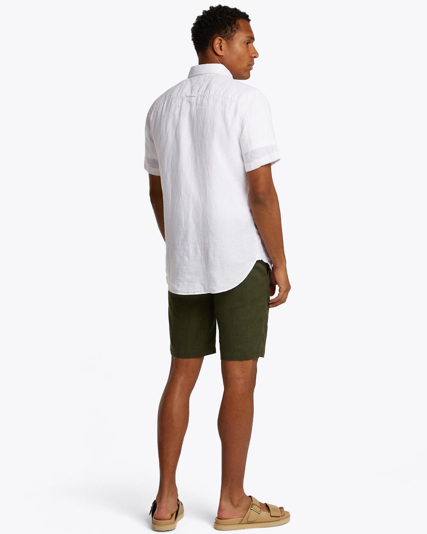Tommy Hilfiger Pigment Dyed Linen Short Sleeve Mens Shirt - Optic White