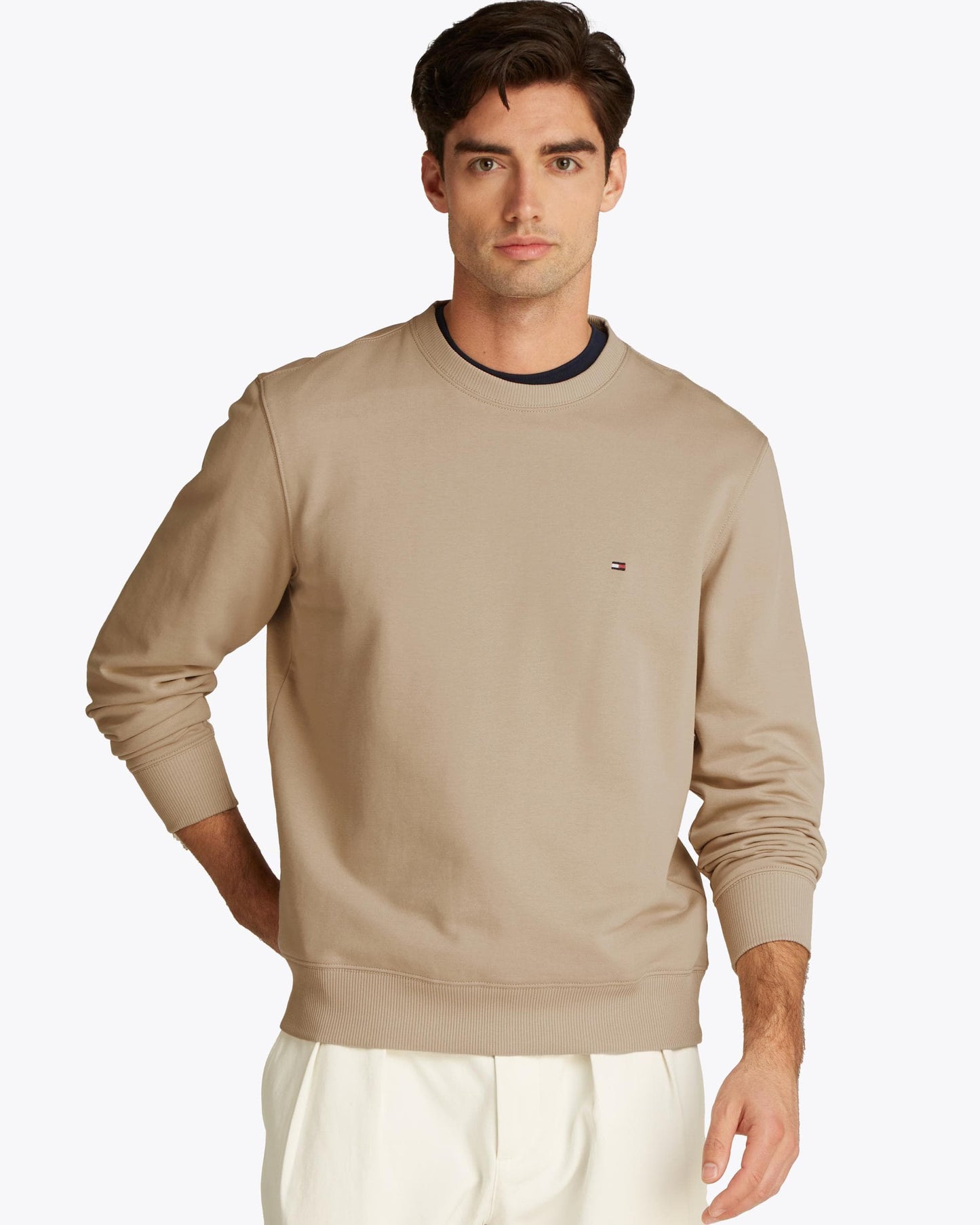 Tommy Hilfiger Essential Mens Terry Cotton Crew Neck - Sandalwood