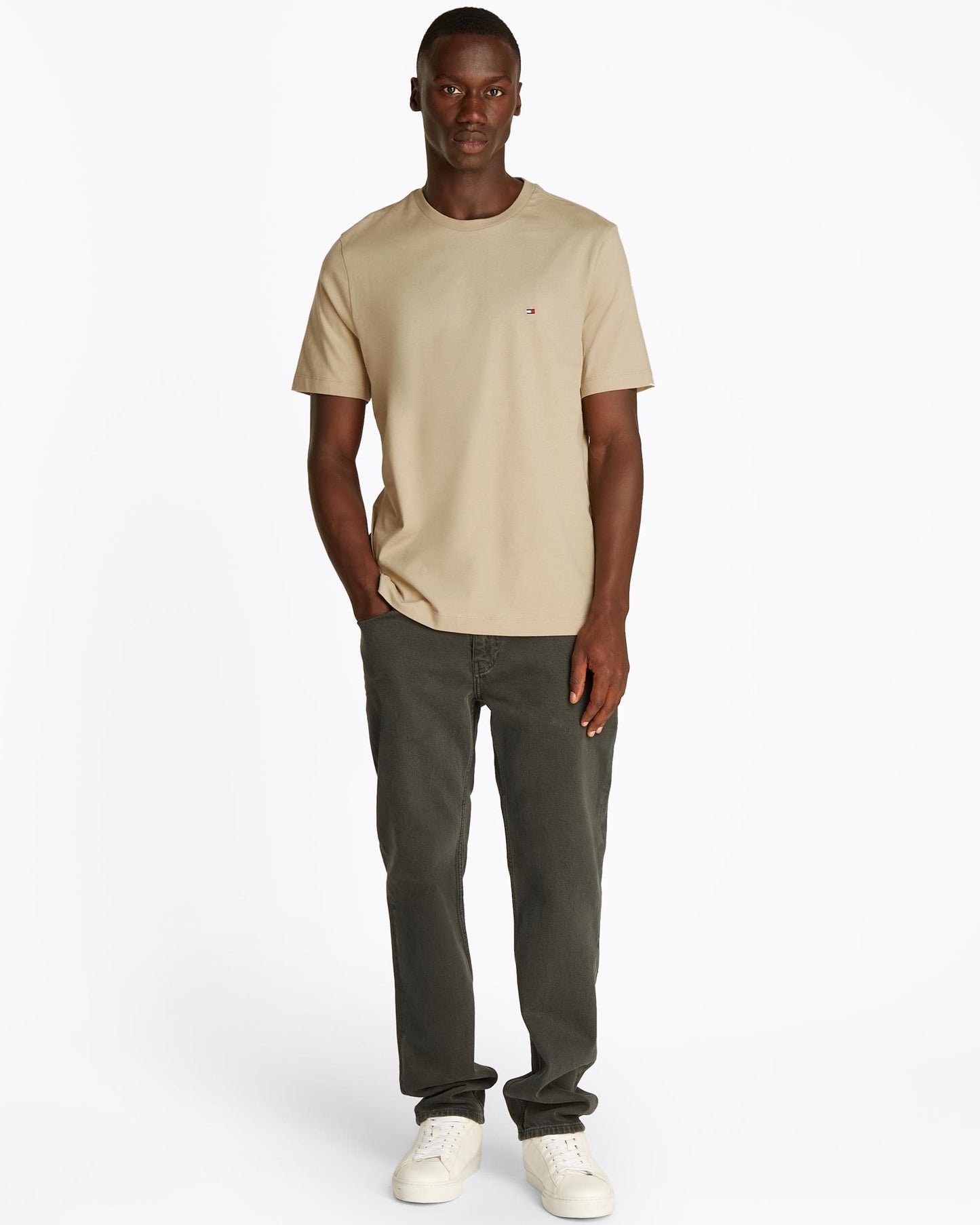 Tommy Hilfiger Essential Seasonal Regular Fit Solid Mens T-Shirt - Sandalwood