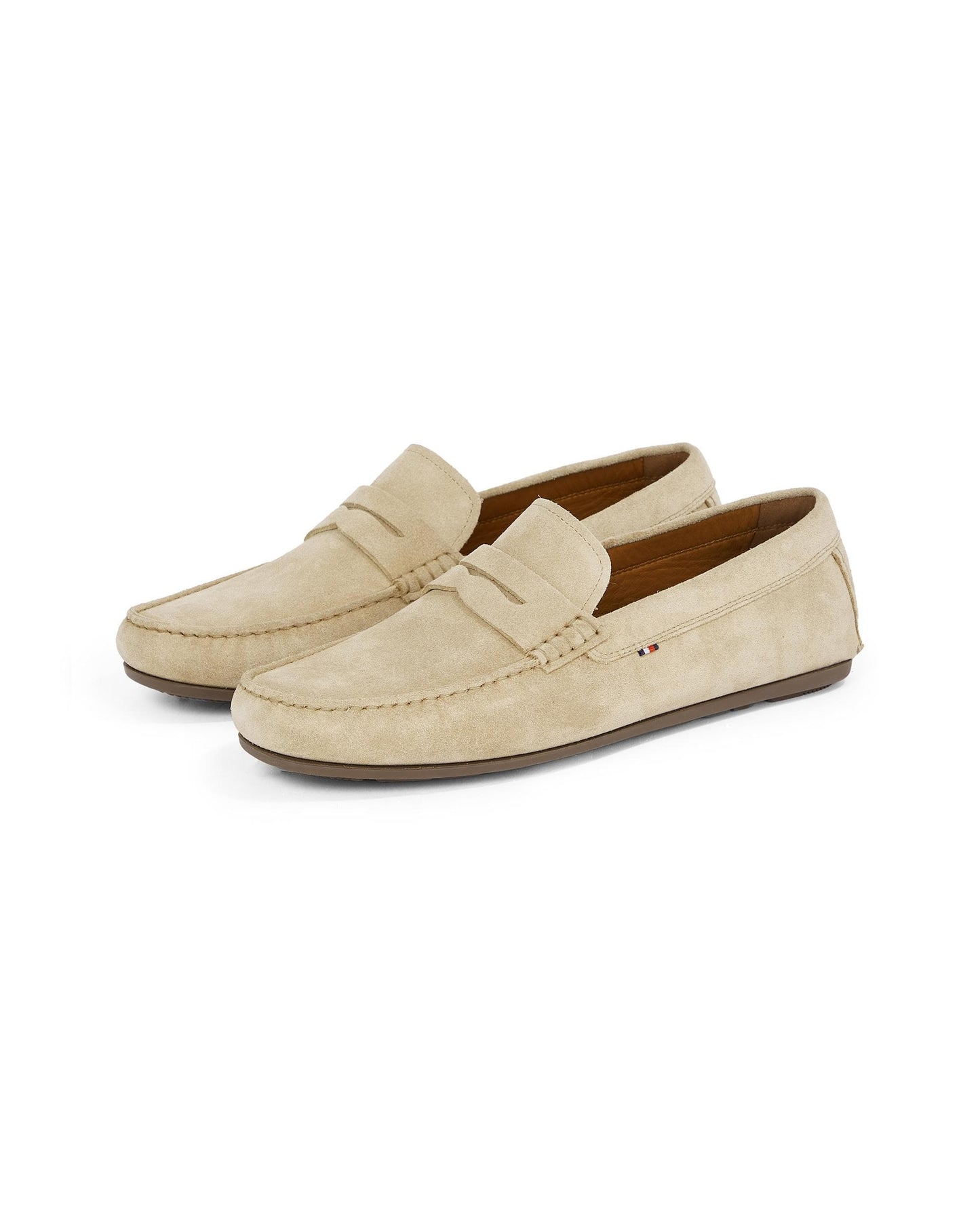Tommy Hilfiger Casual Hilfiger Mens Suede Driving Shoes - Beige/Brown
