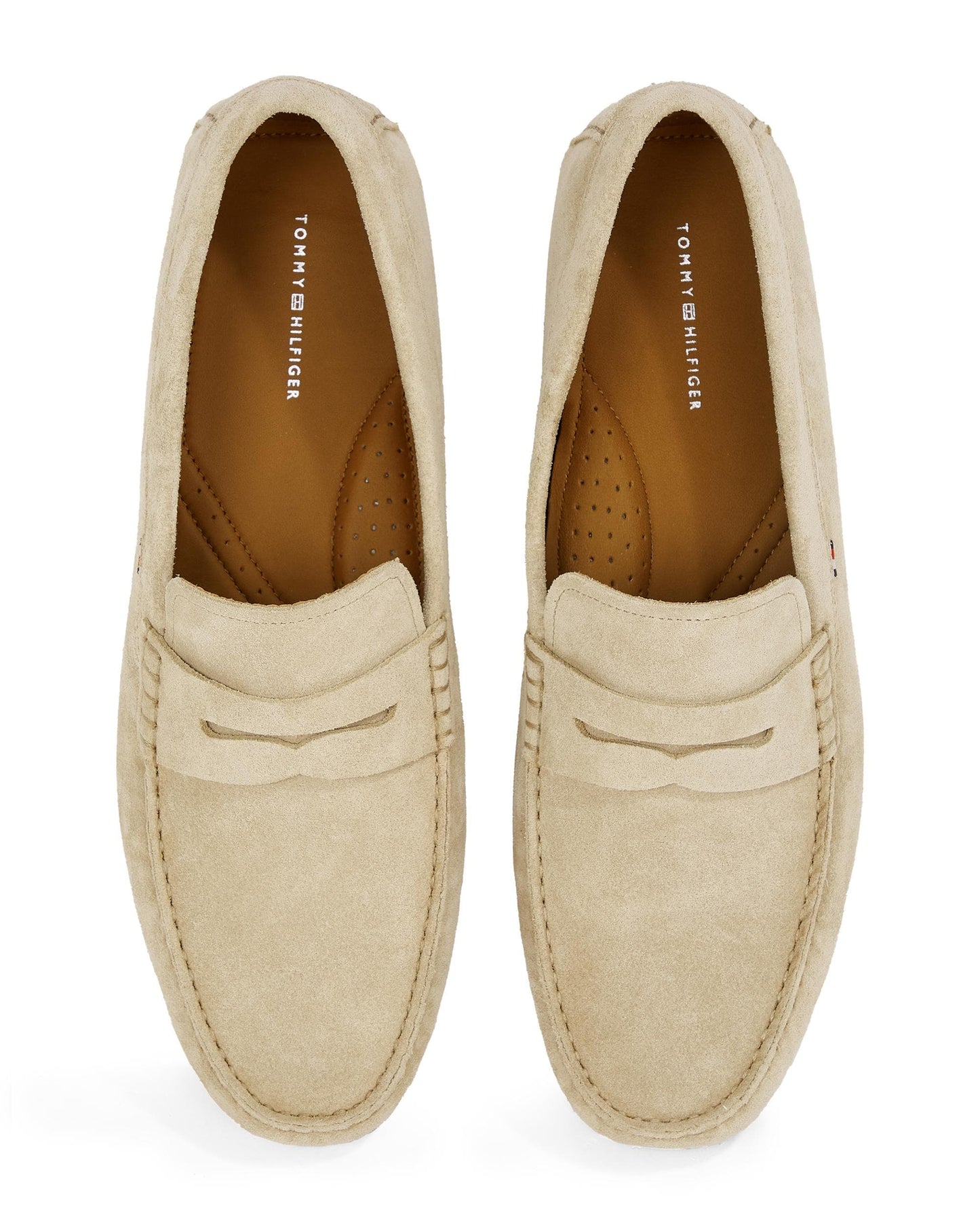 Tommy Hilfiger Casual Hilfiger Mens Suede Driving Shoes - Beige/Brown
